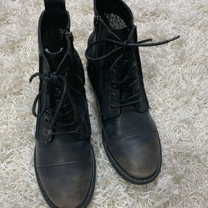 Black distressed booties size 7.5